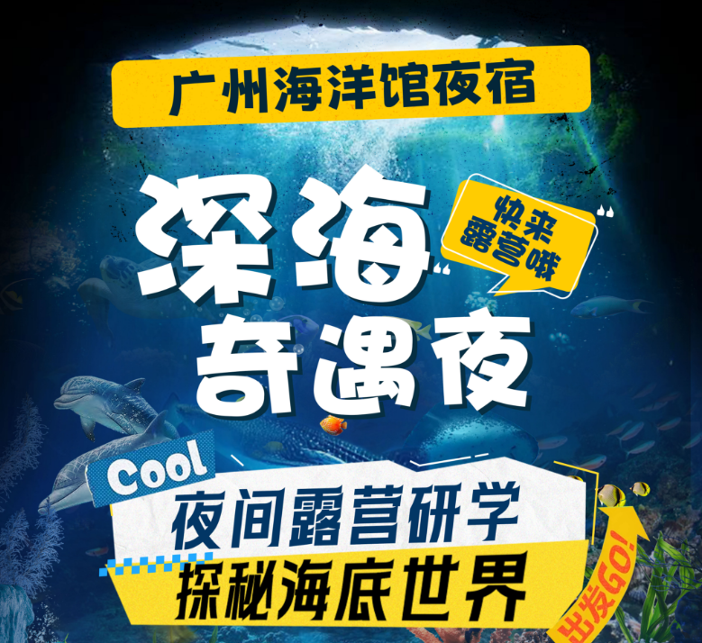 2025年，给孩子不一样的露营体验！广州海洋馆夜宿，探秘海底世界！一场与海洋生物共眠的神奇之旅！仅988元1大1小亲子海洋馆与动物园飞鸟学堂研学享受！
