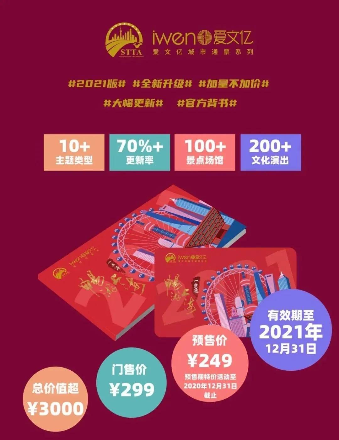 2021《畅游上海一票通》重磅发布！249抢总价值超3000元+的畅玩卡，30+知名景区免费！超级丰富的内容、超高性价比、1000套后升价299元！