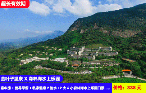 【金叶子温泉X6人森林海水上乐园】秋冬恒温尽情玩！畅玩广州至大室内水上乐园~海神魔力碗、冲浪滑道、40多个天然森林温泉暖泡！打卡广东‘布达拉宫’~338元抢金叶子豪华房+营养早餐+私家温泉2池水+2大4小森林海水上乐园门票+儿童乐园，捉鱼摸虾，sup浆板、皮划艇玩足2天1夜（售至25.12.31）