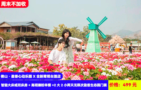 【佛山·盈香生态园X全新鹭栖台酒店】周末不加收！浪漫四季花海，萌宠乐园惬意度假~冲天回旋、跳楼机、大摆锤··50+机动游戏项目全体验！499元抢鹭栖台智能大床或双床房+高明濑粉早餐+2大2小两天无限次盈香生态园门票：童话牧场、森林剧场、无动力乐园、机动乐园畅玩！加100元还可升级全新网红项目芭比飞车、飞毯上山全包(售至25.12.30)