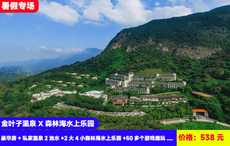 【广州增城·金叶子温泉X6人畅玩森林海水上乐园】7-8月暑假畅玩！水上过山车、海神魔力碗、漂流河、大喇叭清凉来袭！广东‘布达拉宫’叹私家温泉！538元抢金叶子豪华房+私家温泉2池水+2大4小森林海水上乐园+50多个游戏通玩+森林海温泉区+儿童乐园+南平静修小镇，私汤玩水全都有（售至26.8.30）