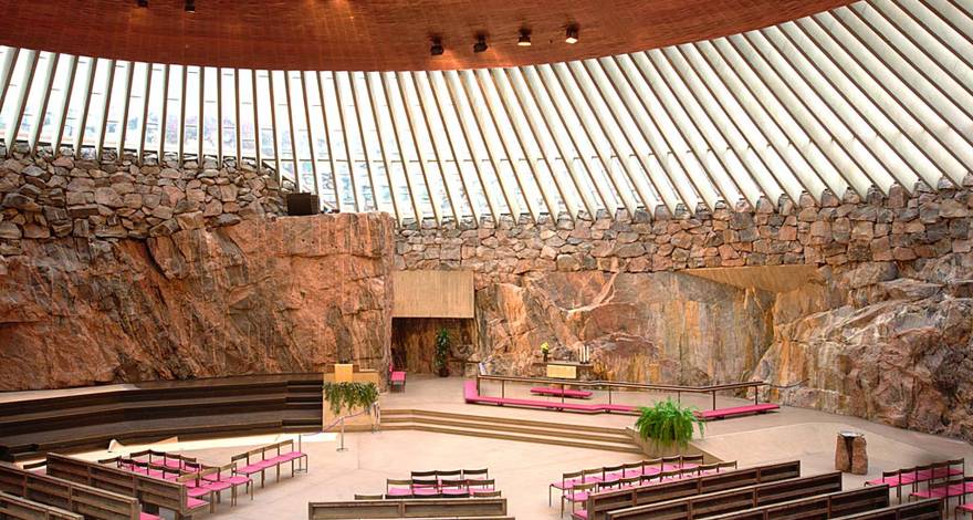 芬兰岩石教堂图片