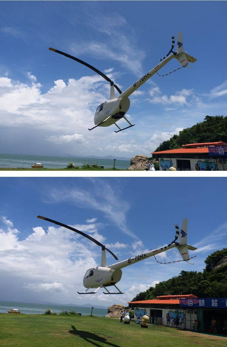 坐上直升飛機從空中看到的景象