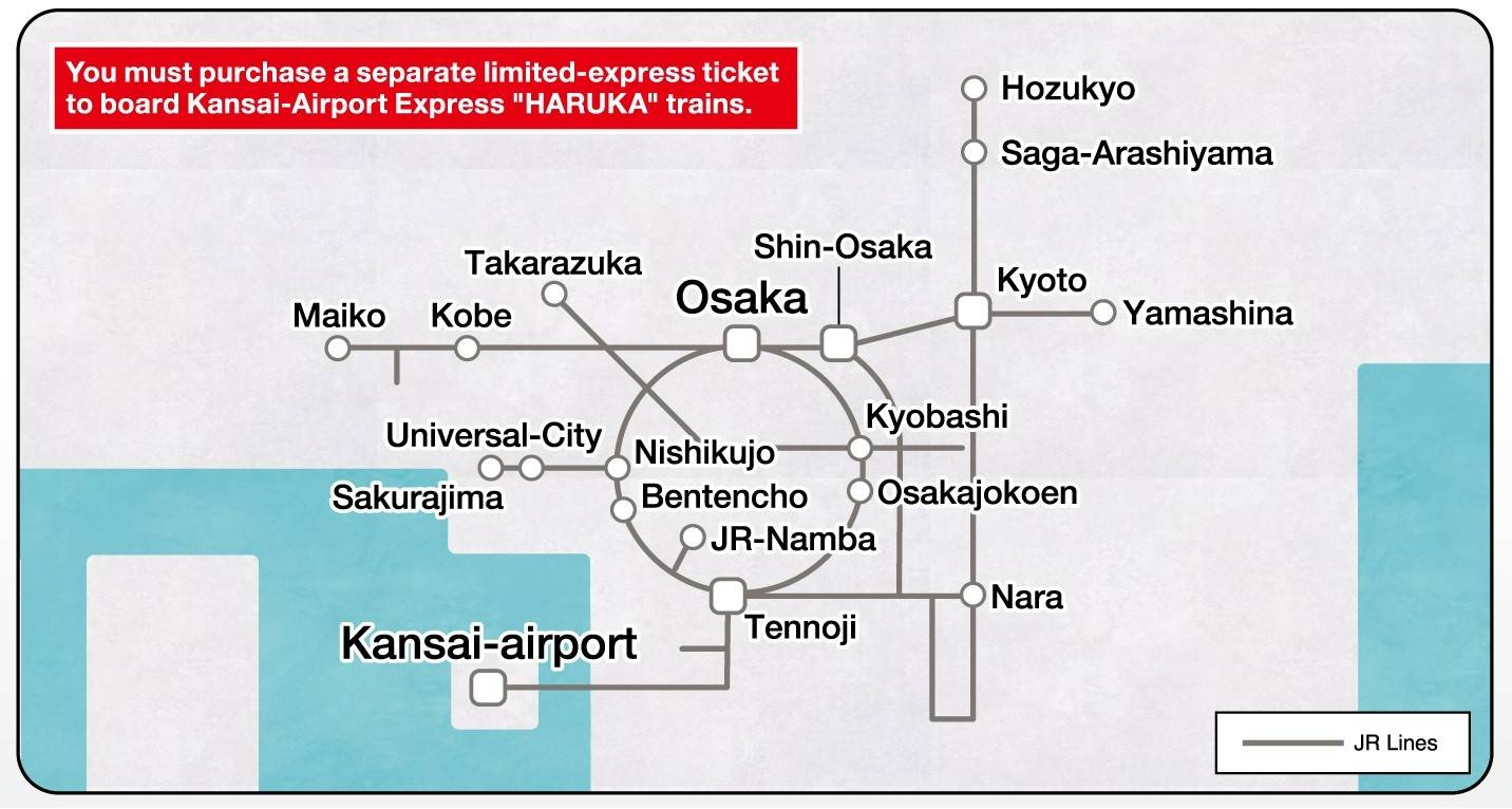 WEST QR Kansai Area Pass area map