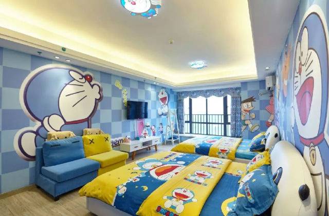 【亲子主题双床388】房间里和蓝胖子一起玩滑梯!