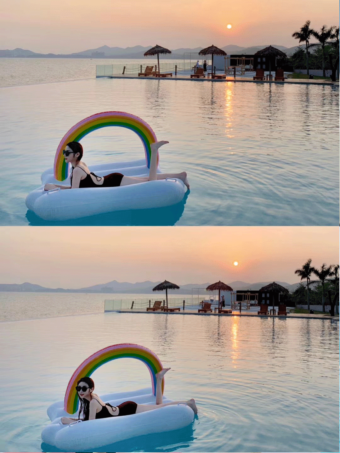 美哭的海边无边泳池 网红泳池圆桌 白色沙滩 正海景房 双早!